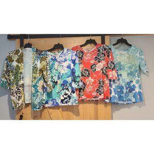Lot of 4 Christopher Banks Size M Tops Floral Bright T Shirts Sweater 1 is New